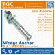 5PCS Wedge Anchor M6 / M8 / M10 / M12 / M16 Galvanized Plated also called Plated Expansion Bolt or Anchor Bolt Sleeve for Concrete TGC. 