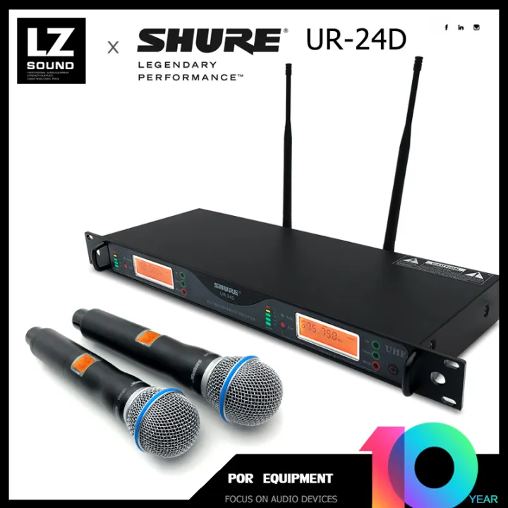 SHURE UR-24D floating microphone dual microphone wireless microphone receiving distance 150 meters, anti-howling metal body, very suitable for karaoke, the sound is very good