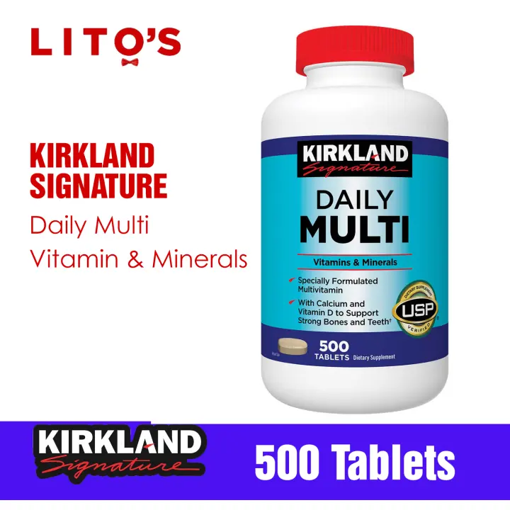 Kirkland MULTI Vitamins and Minerals (500 tablets), rich in vitamin C, A, vitamin D3, vitamin E, vitamin K, vitamin B-12, and Biotin | PH
