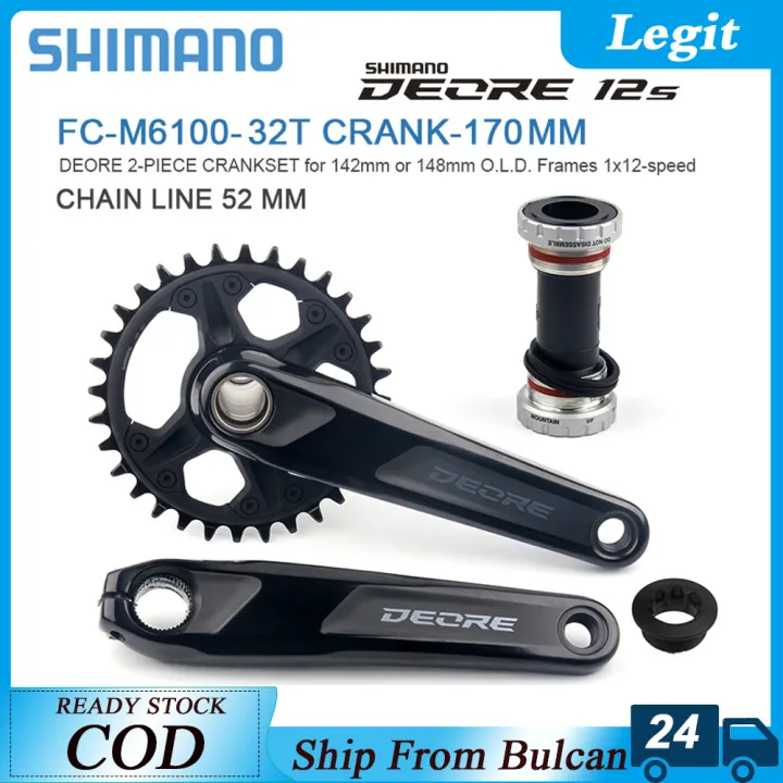 SHIMANO DEORE 1x12S M6100 Crankset MTB Bicycle 2-PIECE Crankset 170 175mm 32T With BB52 12V Shimano Crank