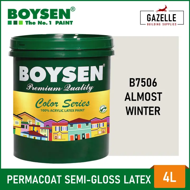 Boysen Color Series Permacoat Semi-Gloss Latex Almost Winter B7506 Acrylic Latex Paint - 4L