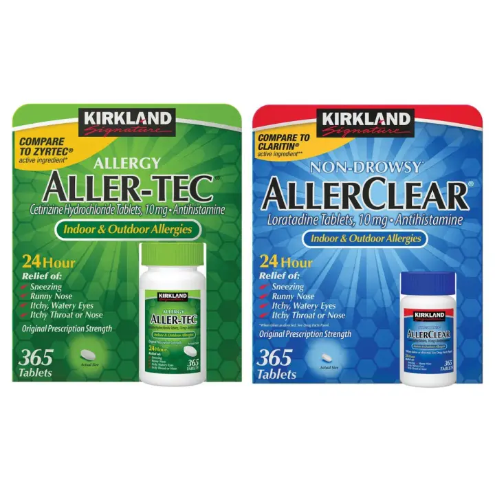 Kirkland Signature Aller-Tec AllerClear 365 Tablets for Allergy 10mg aller clear
