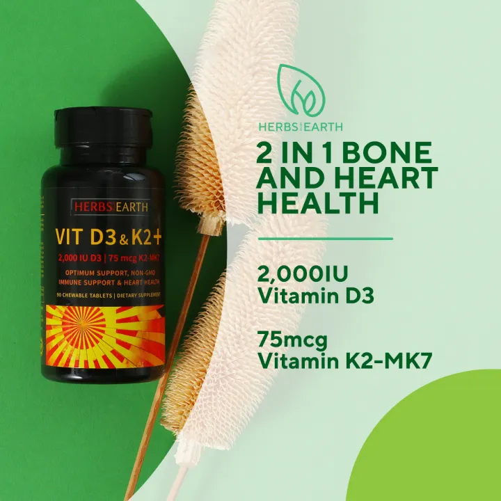 Vitamin D3 with Vitamin K2 MK7 Bone Strength, Heart Health, Immune