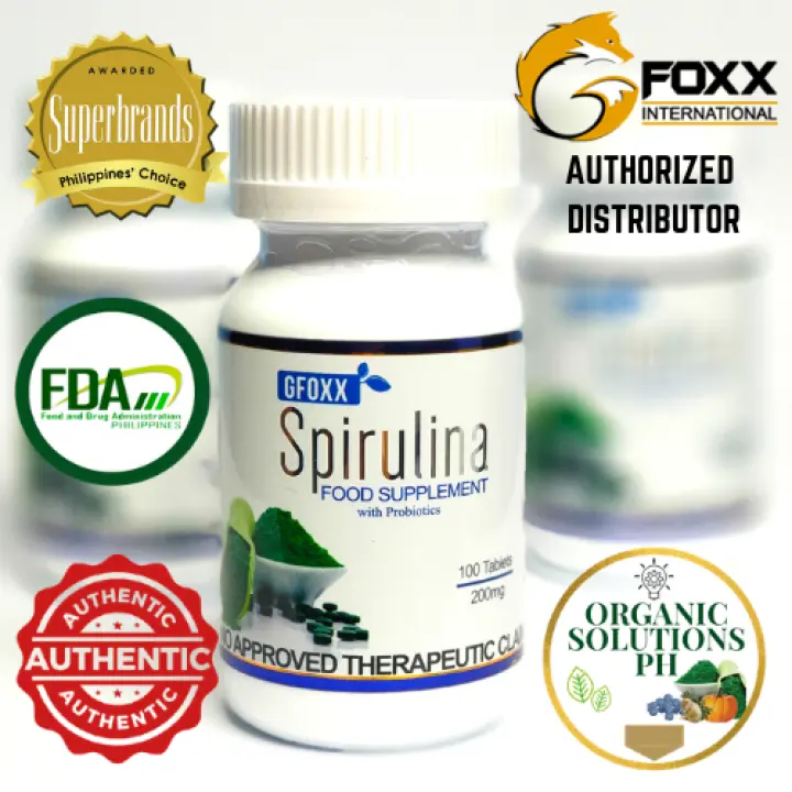 GFOXX Spirulina With Probiotics (FDA Approved) w/100 tablets Rich in Antioxidant, Minerals, Vitamins. Authentic and Authorized Distributor