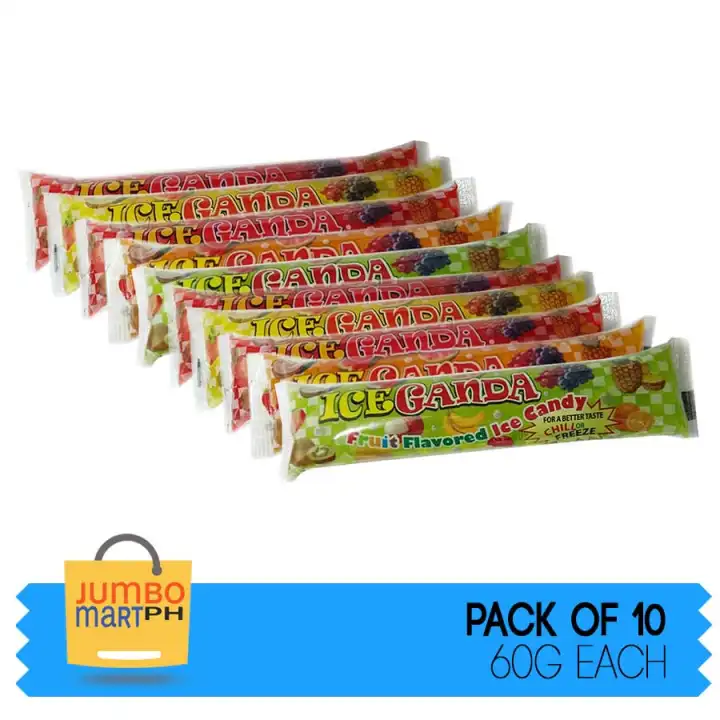 ICE GANDA FRUIT FLAVORED ICE CANDY 60G EACH / PACK OF 10 / ASSORTED FLAVOR