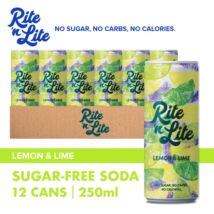 Rite 'N Lite Sugar-Free Soda - Lemon & Lime (12 cans x 250ml)