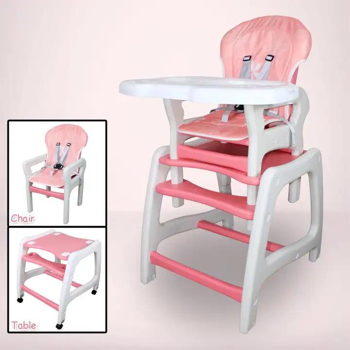 l Convertible 3 In 1 Baby High Chair Recliner Feeding Tray Sq Ax01 Pink Lazada Ph