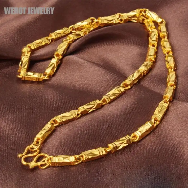 Wehot 24k Gold Plated Long Chain Necklace Men Jewellery Accessories Hip Hop Emas Korea Rantai Leher Lazada Ph Wehot 24k Gold Plated Long Chain