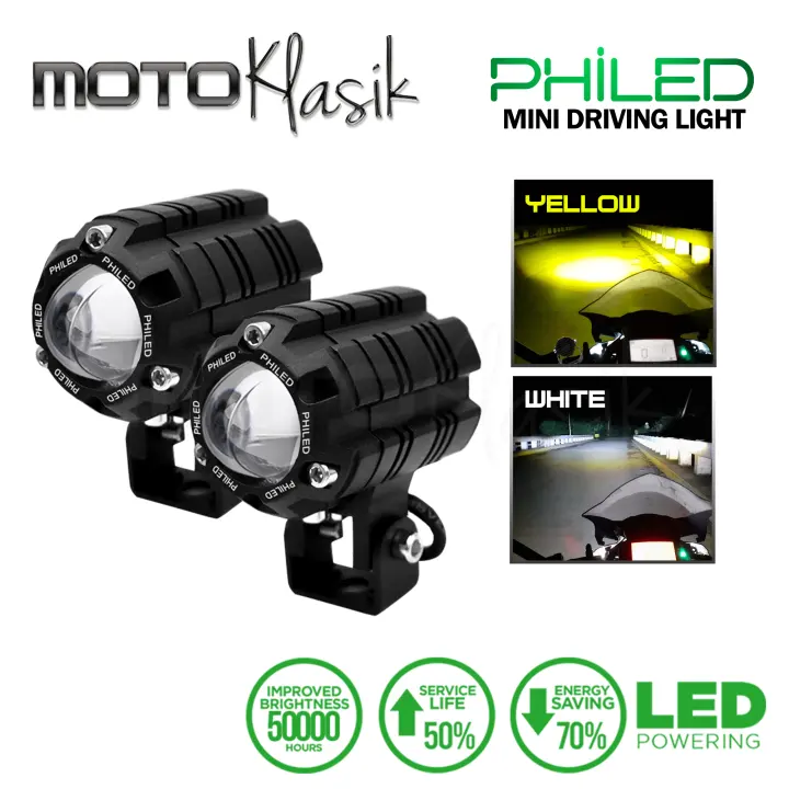 PHILED MINI DRIVING LIGHT V5 HIGH-LOW BEAM 40WATTS WITH PREMIUM QUALITY KOREAN LED CHIP DUAL COLOR 12V FOR MOTORCYCLE