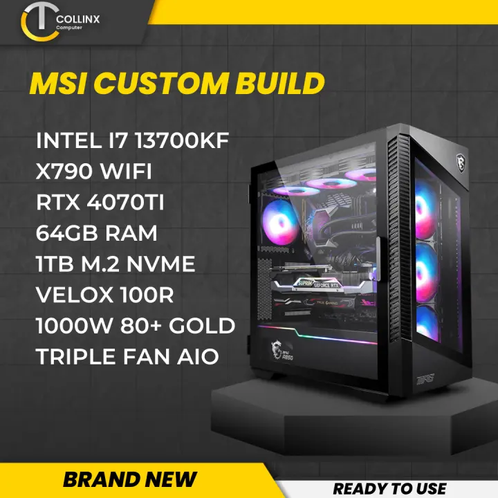 [ MSI PC BUILD D ] INTEL I7 14700KF -I9 14900KF 14TH GEN GAMING DESKTOP  / MSI RTX 40XX GPU / 64GB RAM /  READY TO USE / PLUG AND PLAY/ EDITING WORK ONLINE STREAMING (COLLINX COMPUTER)