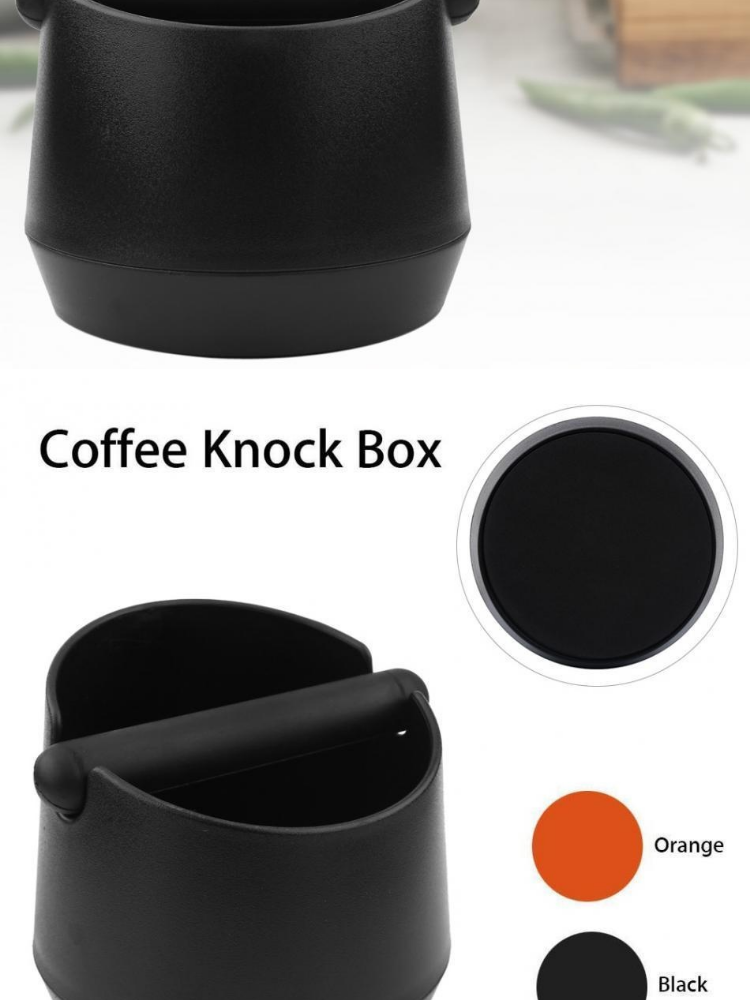 Plastic Coffee Machine Knock Box Residue Bucket Grind Waste Bin with Detachable Rubber Bar Black Deep Bent abd Oblique Mouth Design Coffee Knock Box