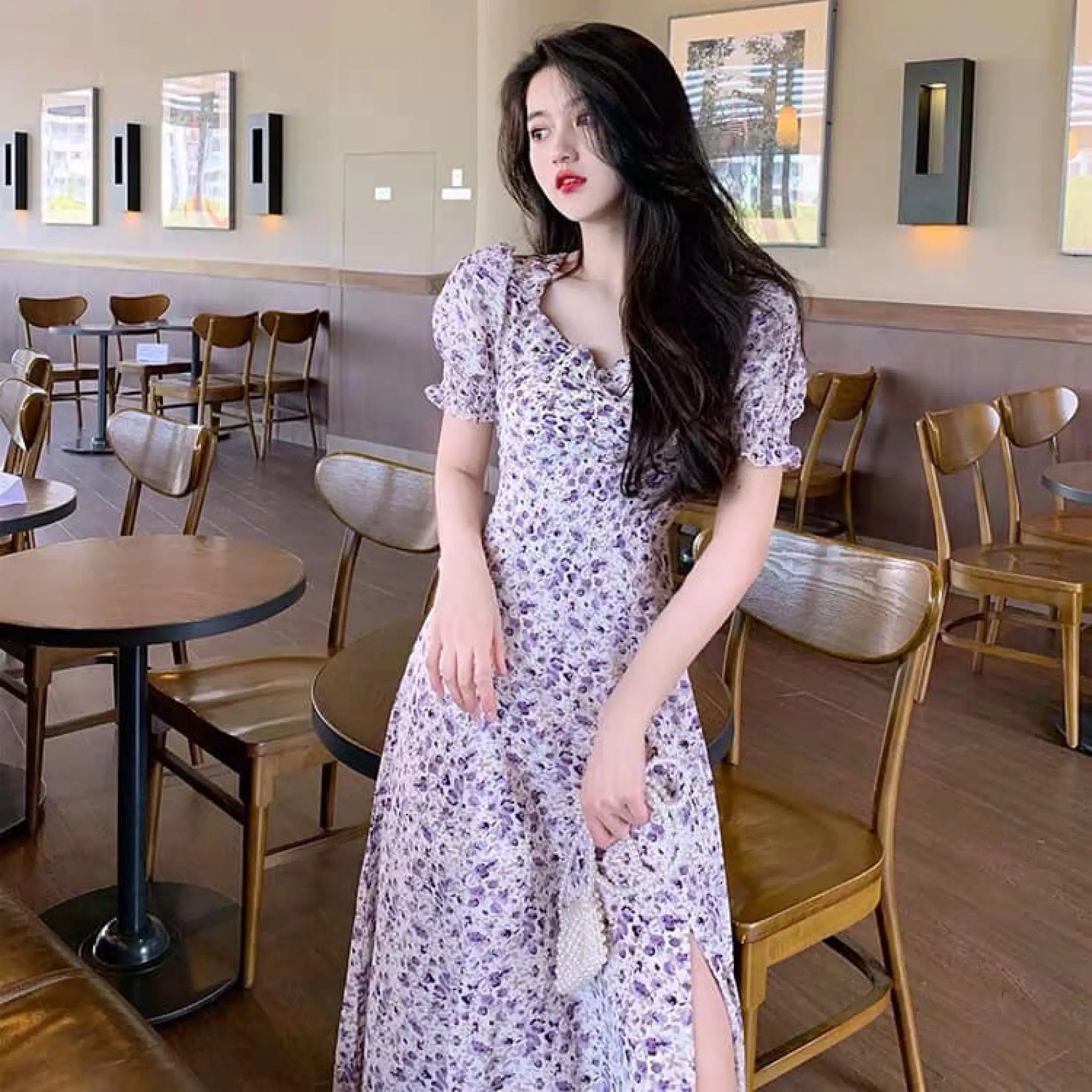 Floral dress korean Clearance