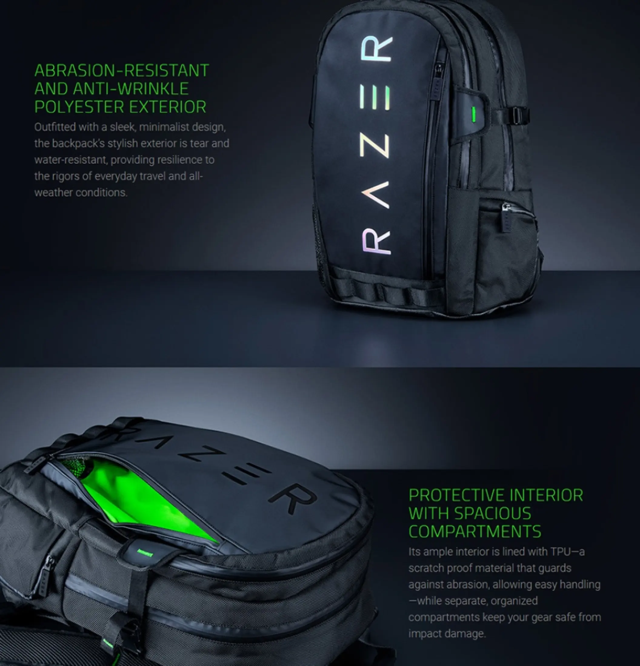Ready To Ship Razer Rogue 15 Backpack V3 Travel Backpack With 15 Laptop Compartment Water Resistant Anti Wrinkle Polyester Exterior Bag Lazada Singapore