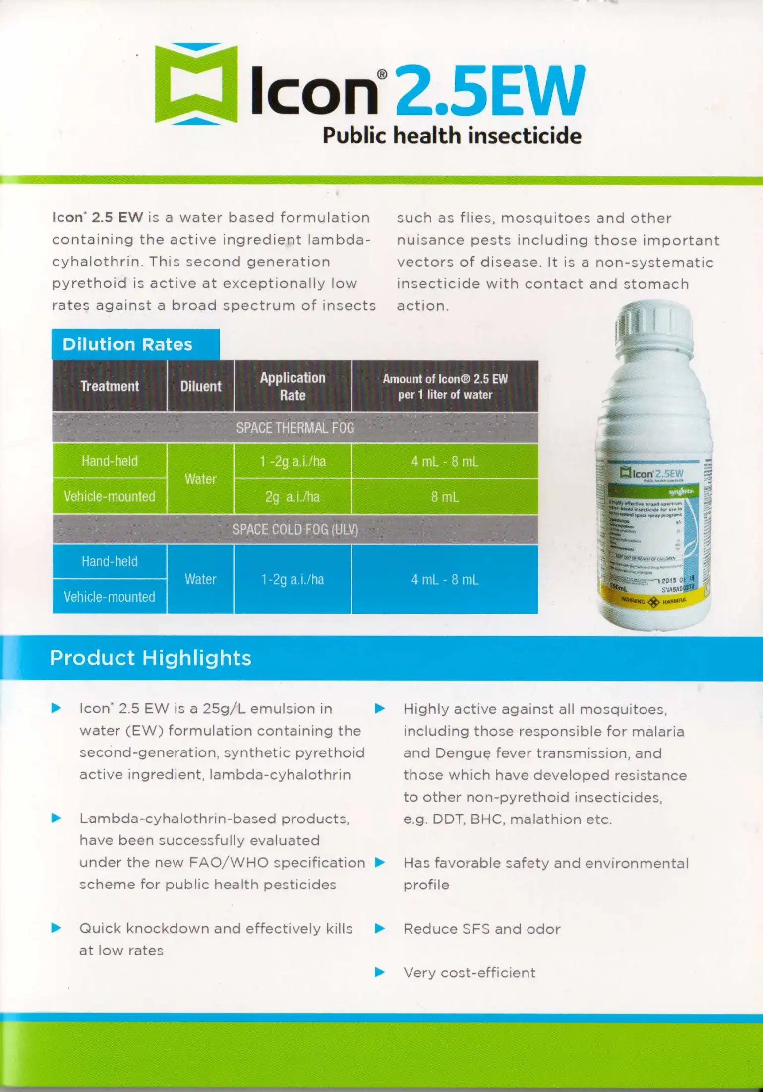Syngenta Icon 2 5 Ew Public Health Insecticide For Cockroach Mosquito Flies And Ants Insect Pesticide Pest Control 500ml Lazada Ph