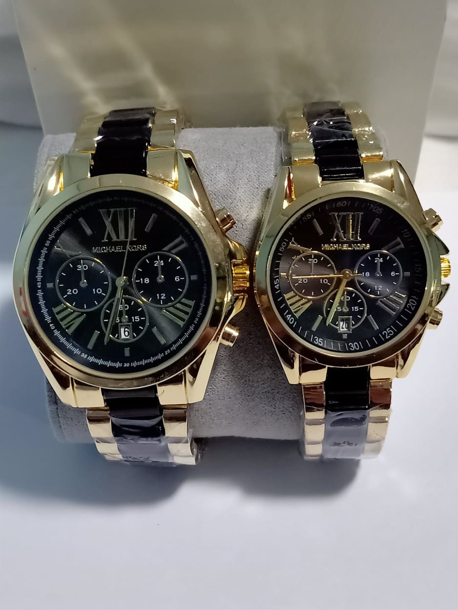 black and gold mk watch