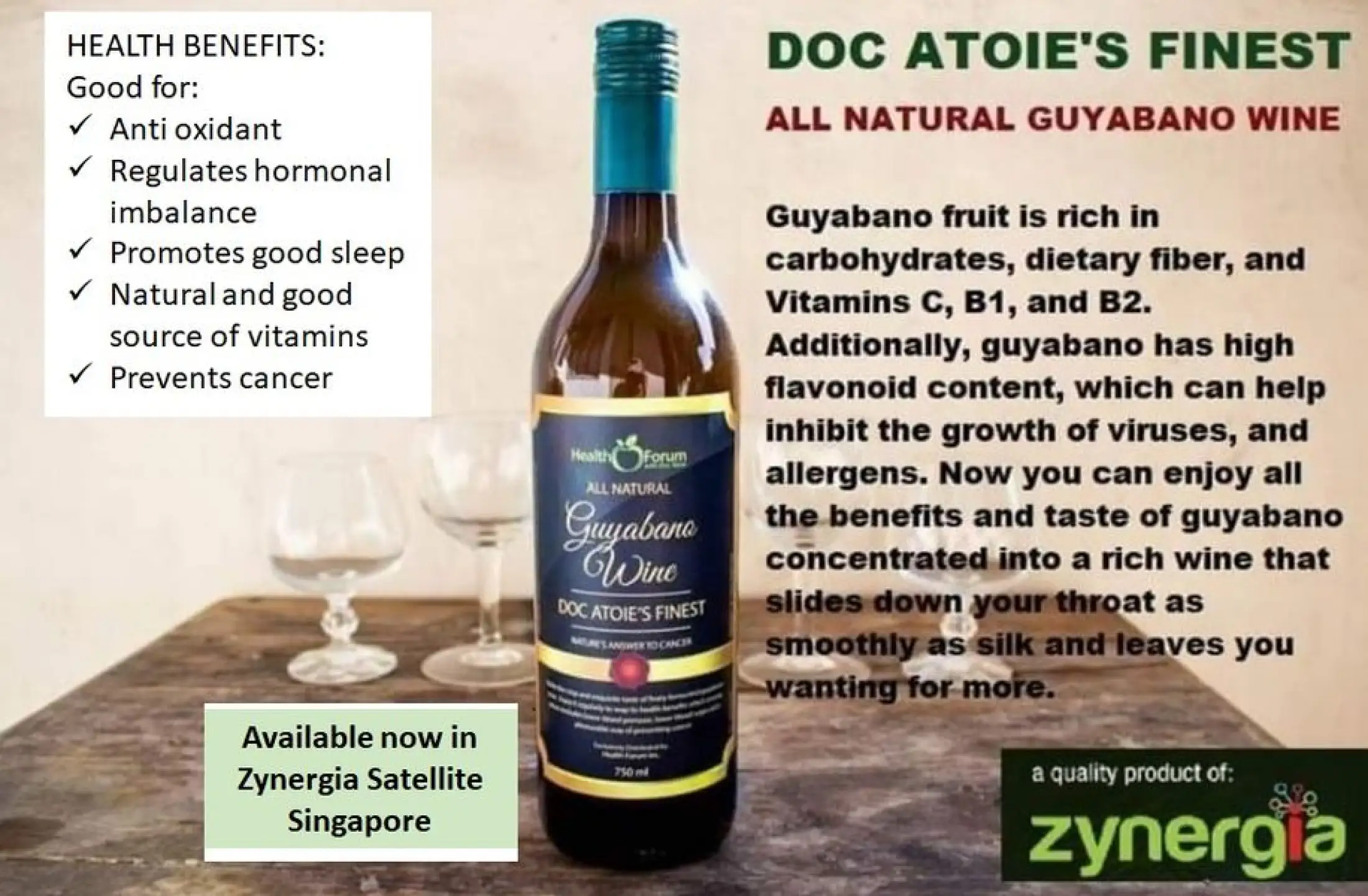 Buy 1 Take 1 Zynergia Guyabano Wine By Doc Atoie 750ml Best Seller Wine 100 Authentic Guyabano Wine Formulated By Doc Atoie 750ml Lazada Ph