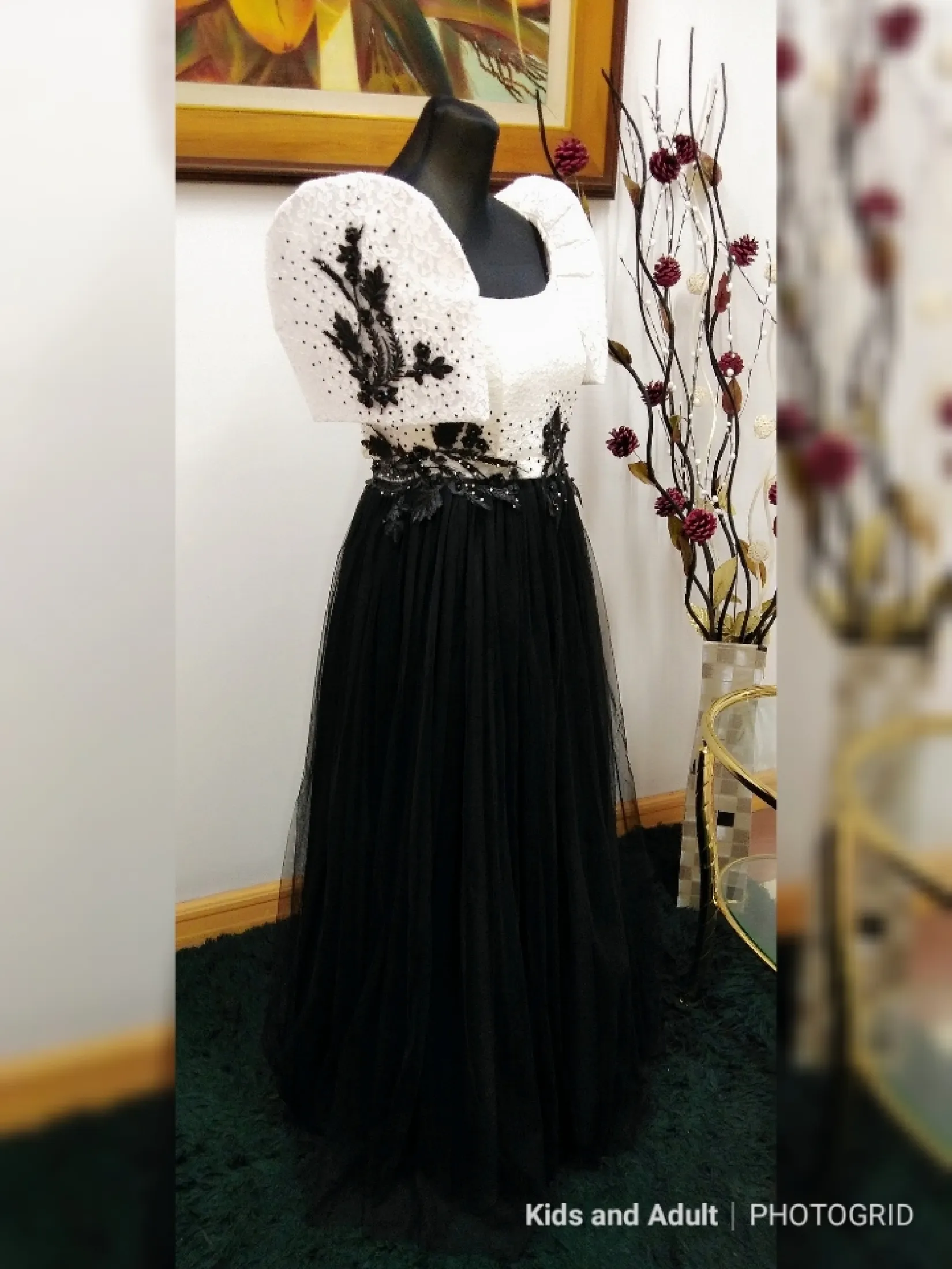 Black and white filipiniana dress Clearance