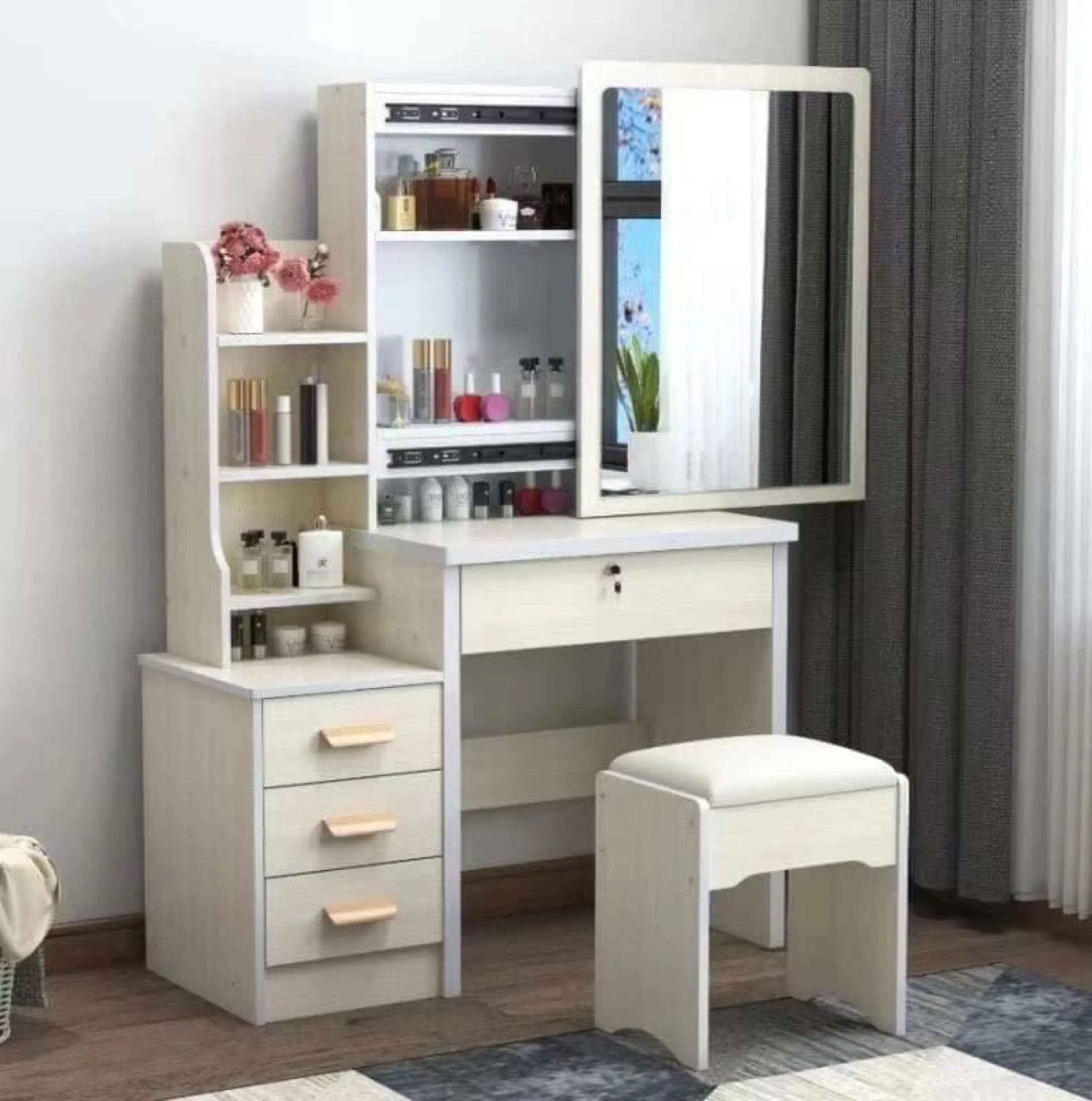 European Style Vanity Dresser Table, Dresser Vanity Combo Bedroom