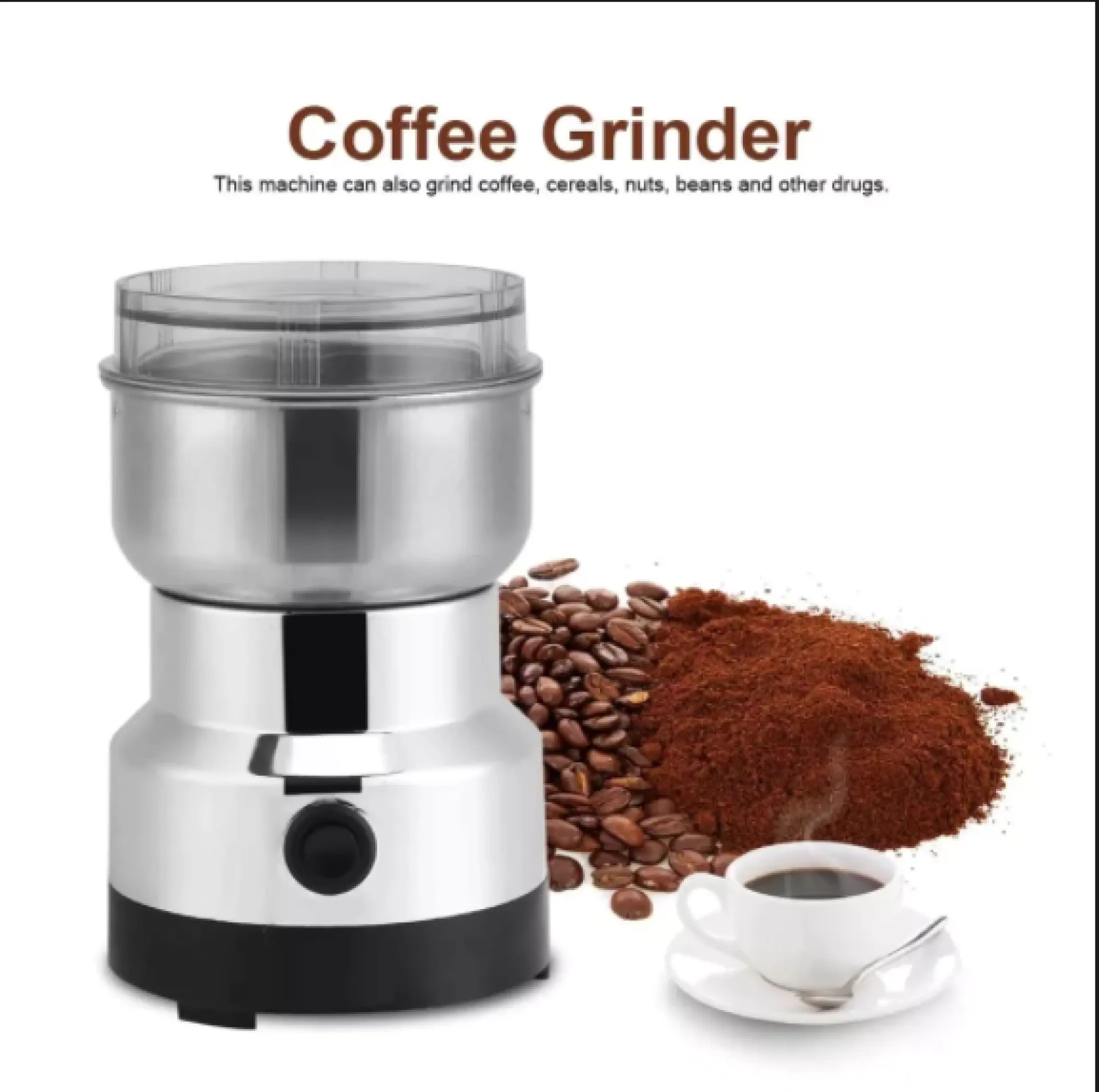 Multipurpose Electric Coffee Spice Beans Grinder Maker With Stainless Steel Blades Grinding Coffee Spices Nuts Grains Beans Grinding Flour Powder Crusher For Home Kitchen Cafe Mini Kitchen Tools Powerful Beans Spices Grinde