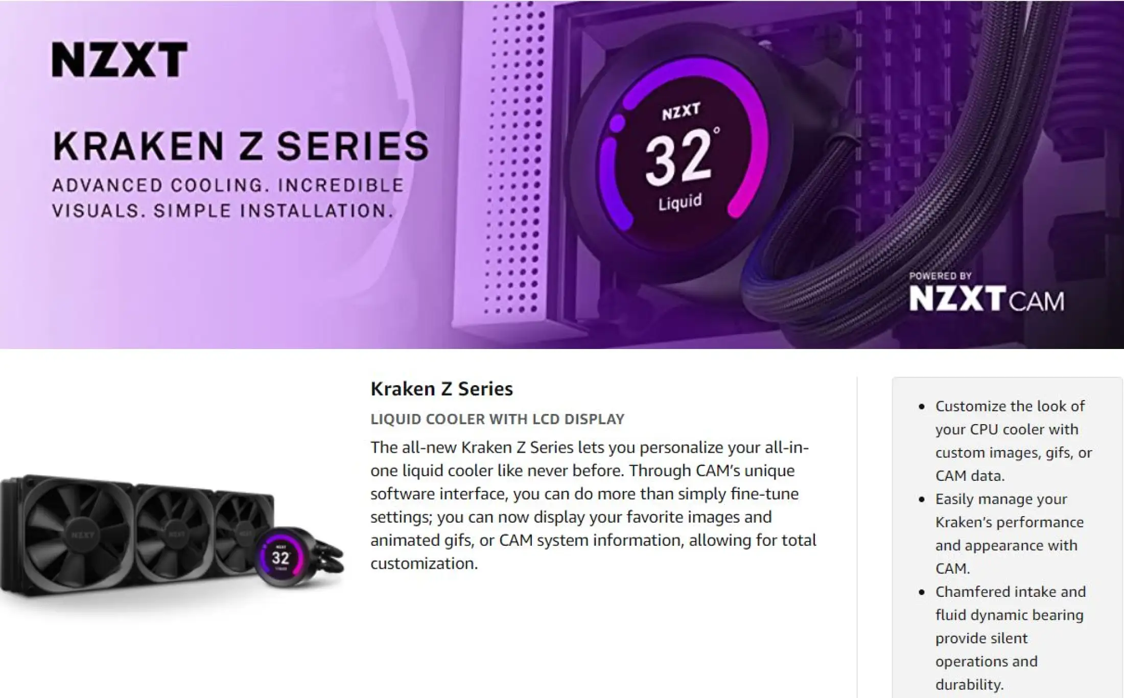 Nzxt Kraken Z53 240mm Aio Liquid Cooler With Lcd Display Lazada Ph