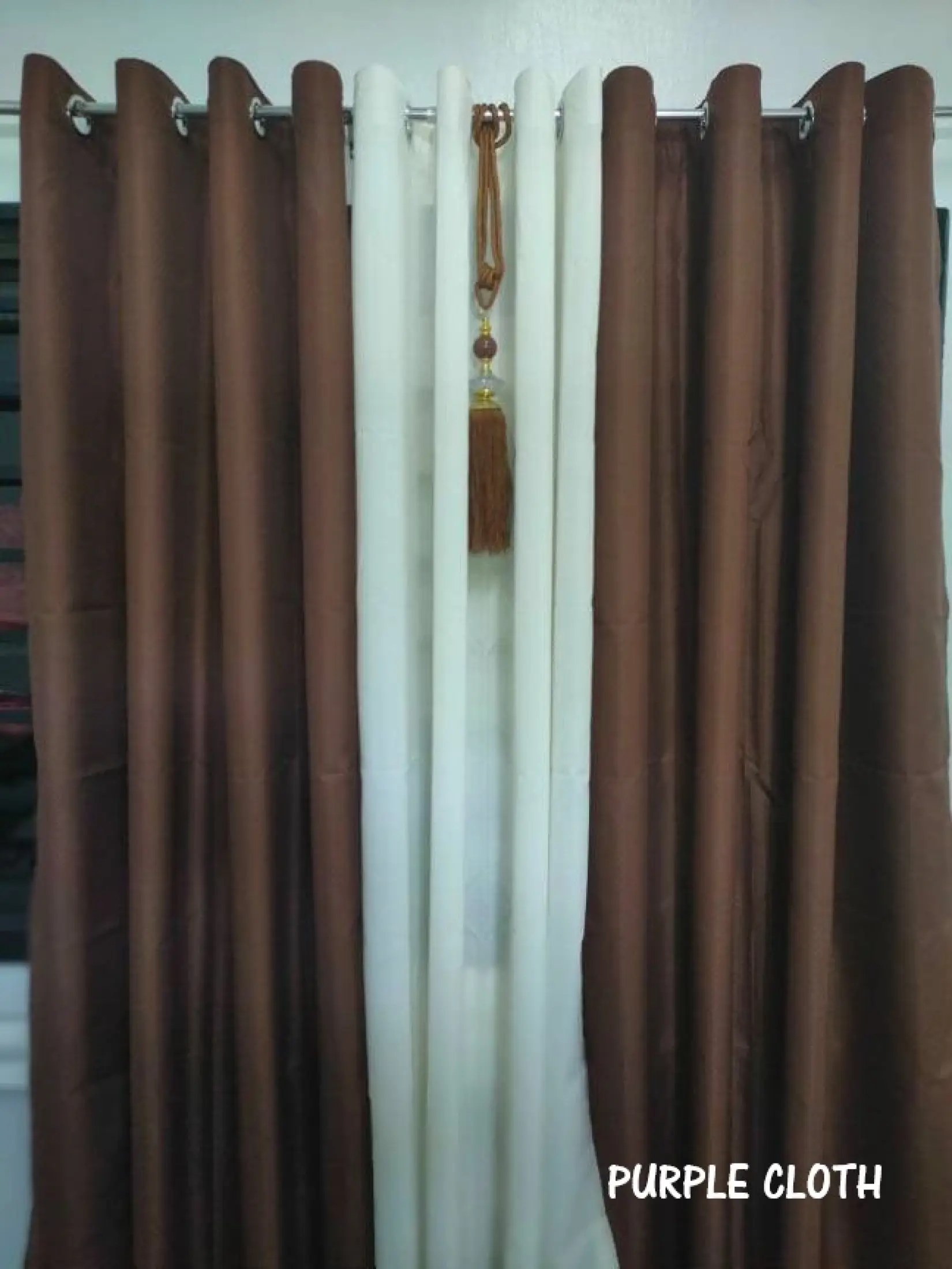 3in1 Katrina Chocolate Brown And Cream, Brown And Cream Curtains