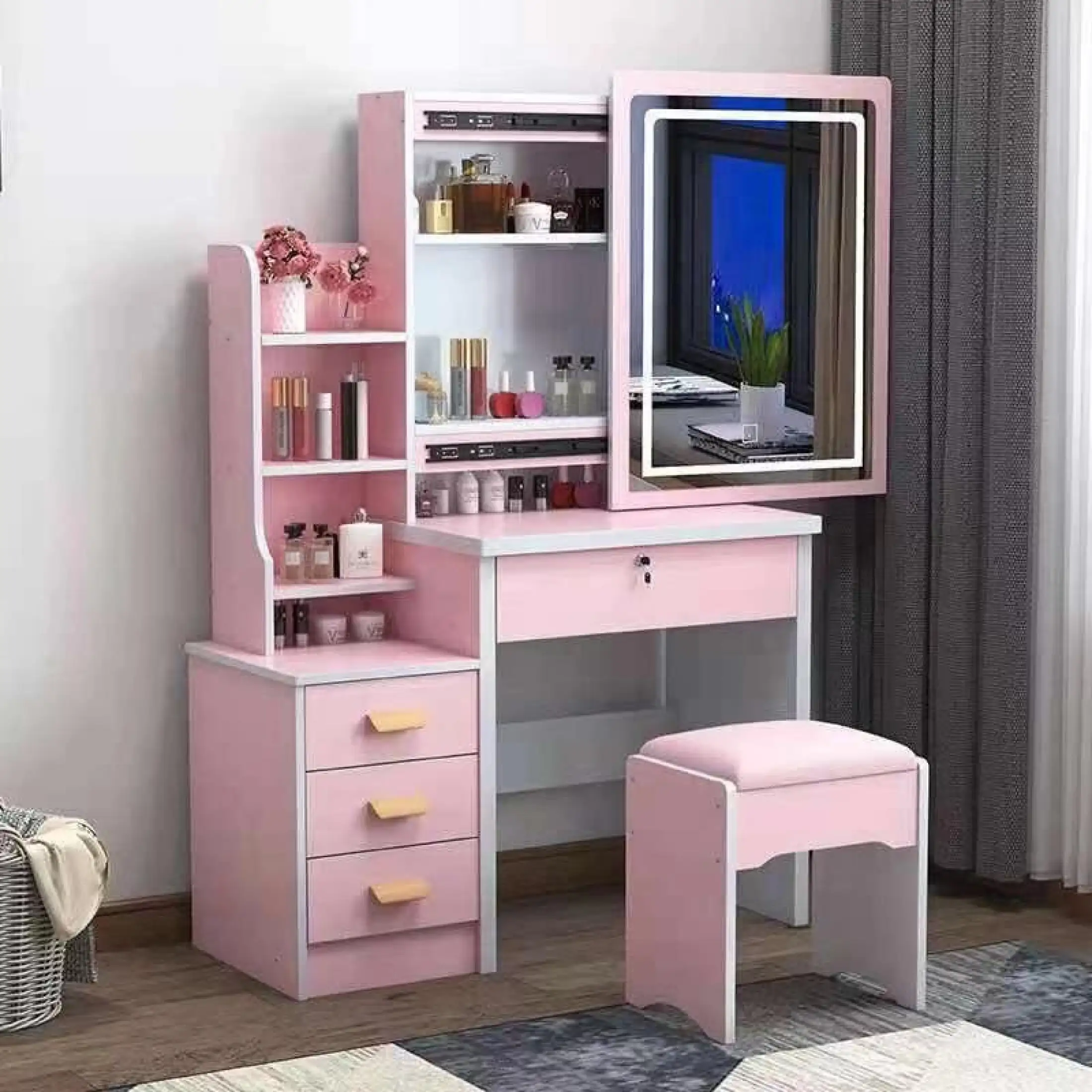 Bedroom Vanity Combo Dresser Set, Dresser Vanity Combo Bedroom Set