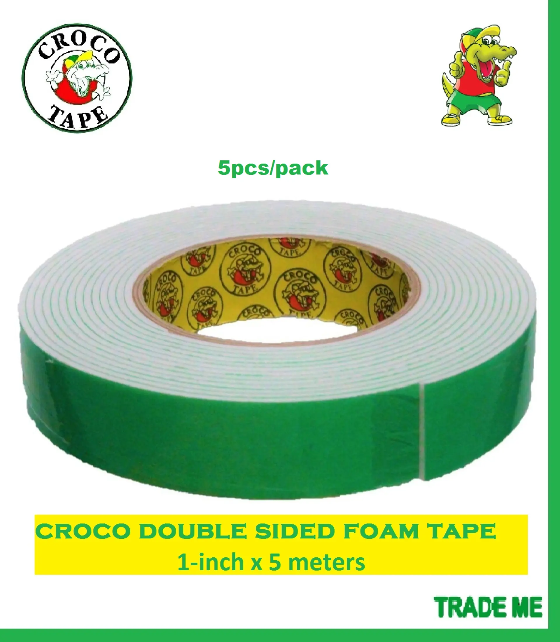 Crocodile Double Sided Tape Foam Type Brand X 5 Meters 1 Inch 5pcs Pack Lazada Ph