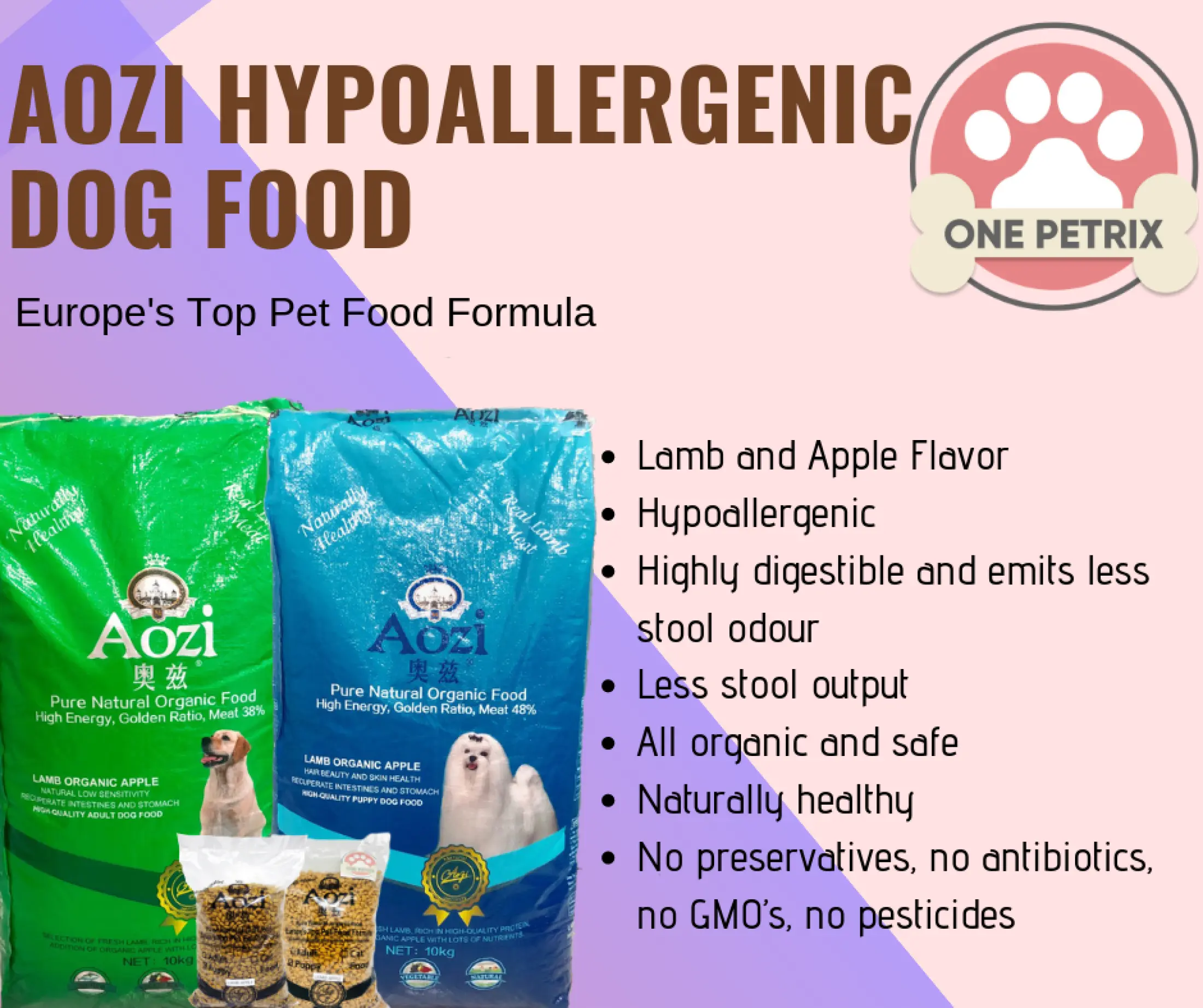 Aozi Organic Puppy Food Lamb And Apple Flavor 1kg Repacked Authentic Lazada Ph