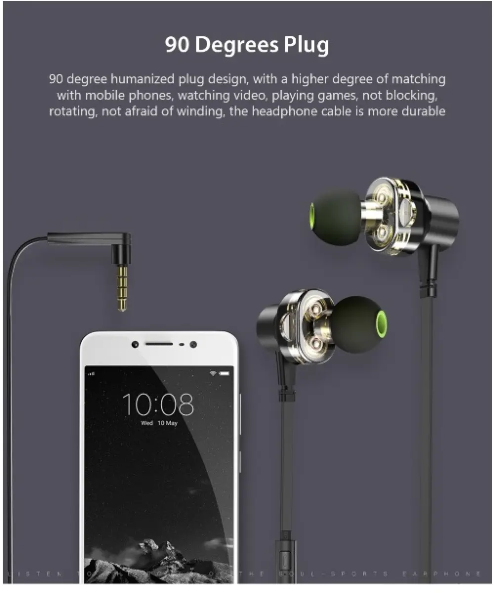 Awei Z1 Dual Dynamic Drivers Wired Super Bass Stereo Sports Earphone Headphones With Microphone