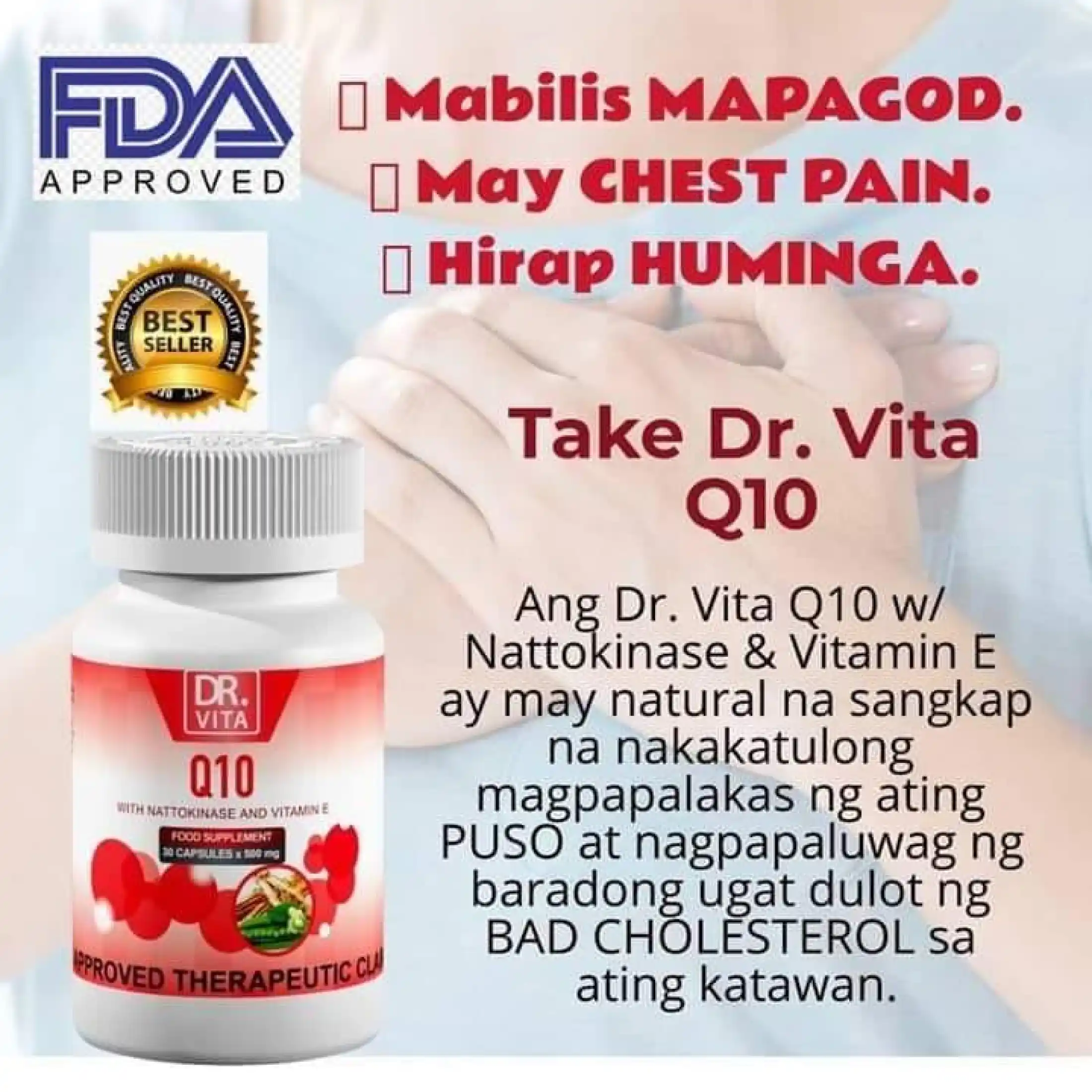 Dr. Vita Authentic Q10 capsule heart failure, for Healthy heart, Control blood pressure and cholesterol, 30 capsules, Control pressure and cholesterol, Authentic capsule for heart failure, for Healthy heart,