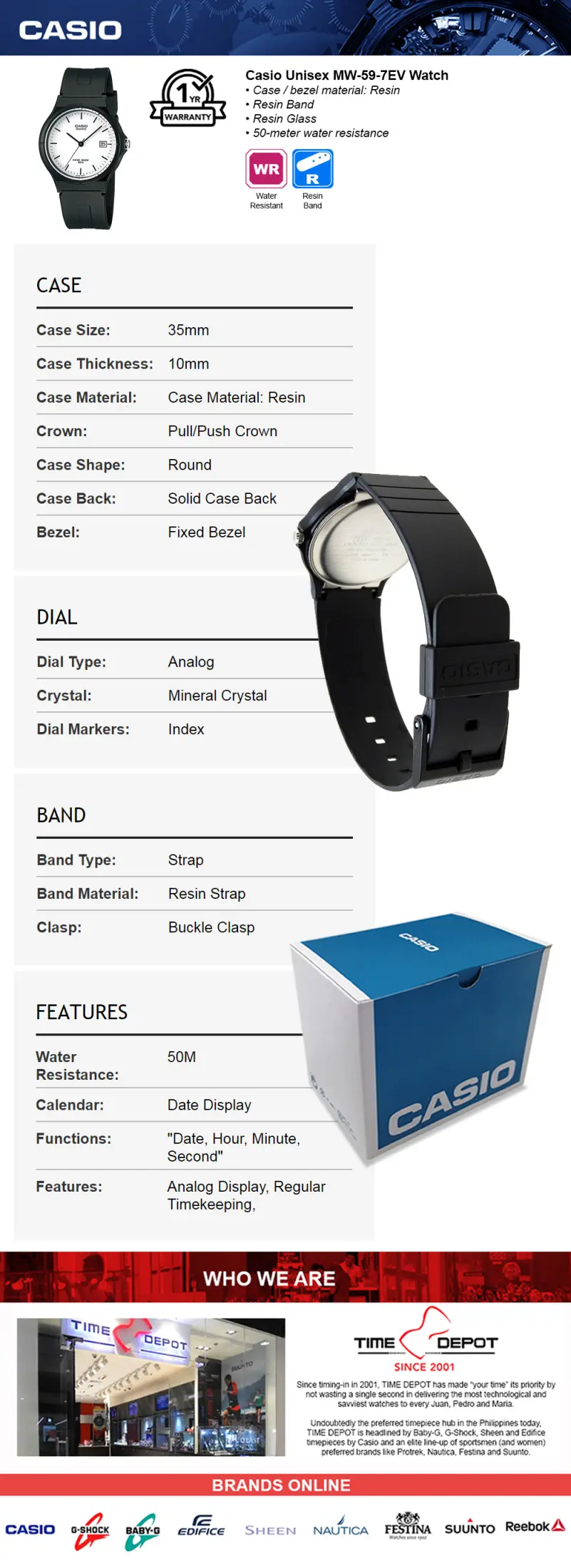 Casio Mw 59 7evdf Standard Analog Black Resin Strap Watch For Men Lazada Ph